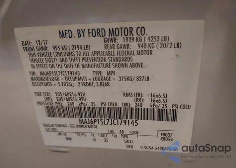 2018 Ford Ecosport S from USA, damaged, VIN MAJ6P1SL7JC179145